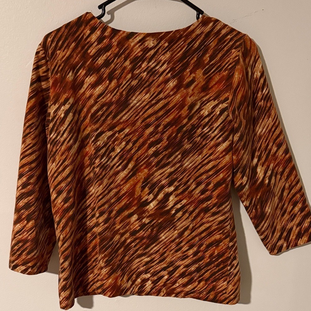 Ruby Rd. Orange and Brown Striped Blouse - Picture 3 of 3